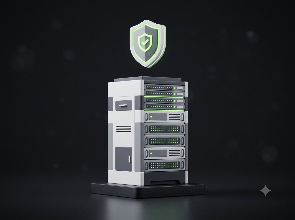 Illustration eines gesicherten Servers für Hosting und Support