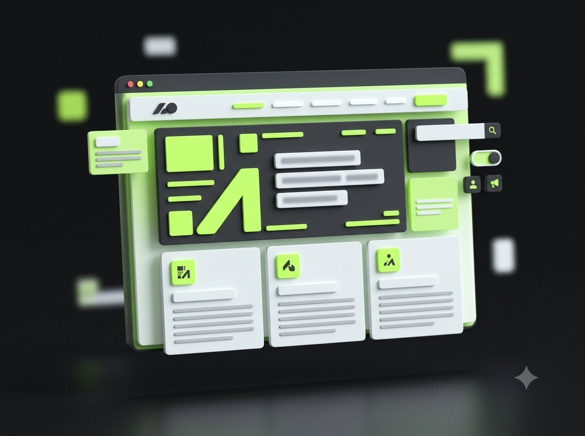 Illustration einer individuell gestalteten Unternehmenswebsite